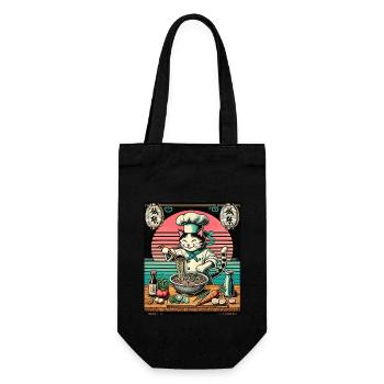 Ramen Nouilles Chats Chef Kawaii Rétro Japon - Sac à bouteille - noir - Devant