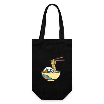 Japanese Ramen Ukiyo-E Retro Aesthetic - Gift Bag for Bottles - black - Front