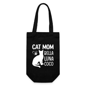 Stylish Cat Mom Design for Cat Lovers - Gift Bag for Bottles - black - Front