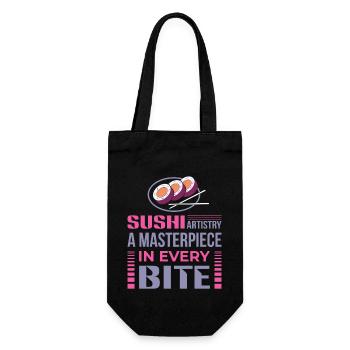 Sushi Japan Essen Sushi-Mahlzeit - Geschenkbeutel für Flaschen - Schwarz - Vorne