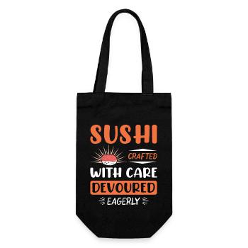 Sushi Japan Essen Sushi-Mahlzeit - Geschenkbeutel für Flaschen - Schwarz - Vorne