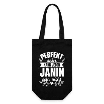 Janin - Perfekt Sein Kann Jeder Janin Sein Nicht - Geschenkbeutel für Flaschen - Schwarz - Vorne