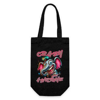 Crazy but Awesome – Elefant Comic Stil - Geschenkbeutel für Flaschen - Schwarz - Vorne