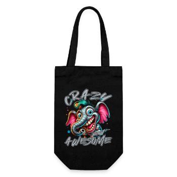 Crazy but Awesome Elefant Comic Stil - Geschenkbeutel für Flaschen - Schwarz - Vorne
