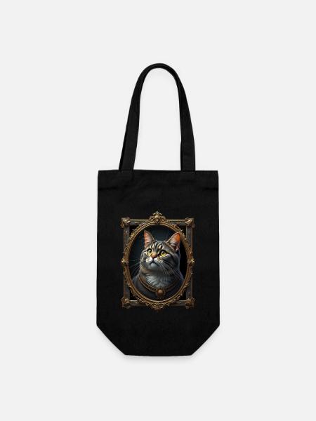 Mittelalter Katze im Bilderrahmen Kunst Krone - Geschenkbeutel für Flaschen - Schwarz