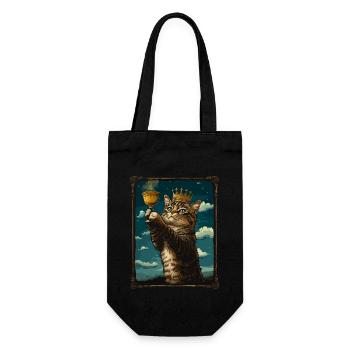 Medieval Cat in Picture Frame Art Crown - Gift Bag for Bottles - black - Front