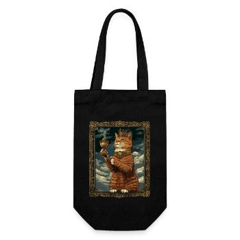 Medieval Cat in Picture Frame Art Crown - Gift Bag for Bottles - black - Front