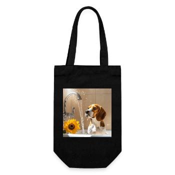 Beagle - Geschenkbeutel für Flaschen - Schwarz - Vorne
