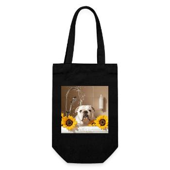 Bulldogge - Geschenkbeutel für Flaschen - Schwarz - Vorne