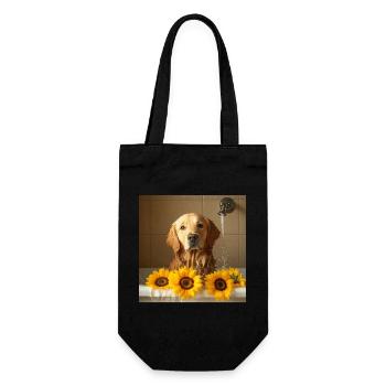 Golden Retriever - Geschenkbeutel für Flaschen - Schwarz - Vorne