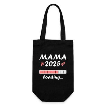 Mama 2025 Geschenk Frauen Damen Mutter Schwanger - Geschenkbeutel für Flaschen - Schwarz - Vorne