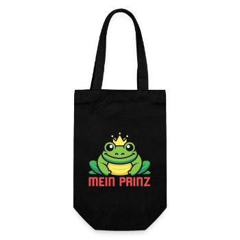 Karneval Party Männer MEIN PRINZ Lustiges Frosch - Geschenkbeutel für Flaschen - Schwarz - Vorne