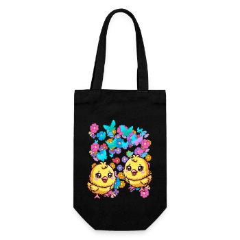 Joyeuses Pâques Fleurs poussin Enfant Enfants Bébé Fleur - Sac à bouteille - noir - Devant