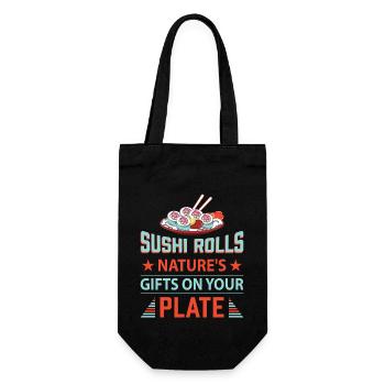 Sushi Japan Essen Sushi-Mahlzeit - Geschenkbeutel für Flaschen - Schwarz - Vorne