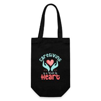 Caregiving is a Work of Heart Caregiver Carer - Gift Bag for Bottles - black - Front