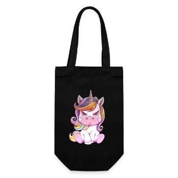 Angry unicorn with rainbow mane - Gift Bag for Bottles - black - Front