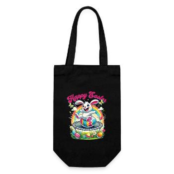 Easter Happy Easter Easter Bunny Easter Egg Spring - Gift Bag for Bottles - black - Front