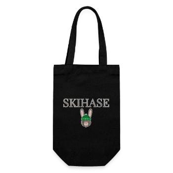 Skihase Winter Hase - Geschenkbeutel für Flaschen - Schwarz - Vorne