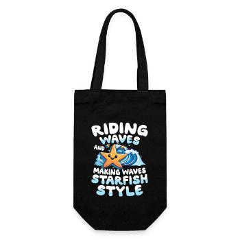 Riding Waves And Making Waves Starfish Style - Geschenkbeutel für Flaschen - Schwarz - Vorne