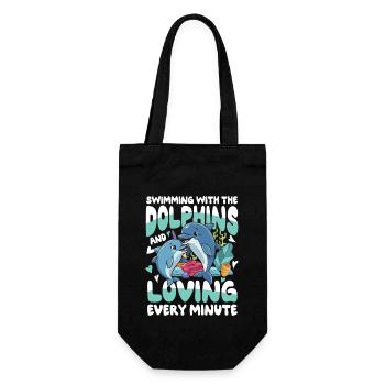 Swimming With The Dolphins - Geschenkbeutel für Flaschen - Schwarz - Vorne