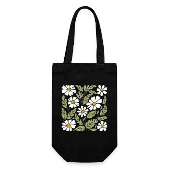 Gänseblümchen Blumen - Geschenkbeutel für Flaschen - Schwarz - Vorne