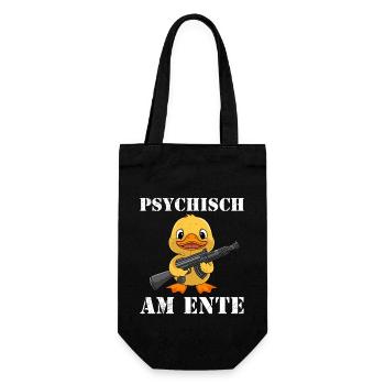 Faschings Party PSYCHISCH AM ENTE Lustiges - Geschenkbeutel für Flaschen - Schwarz - Vorne