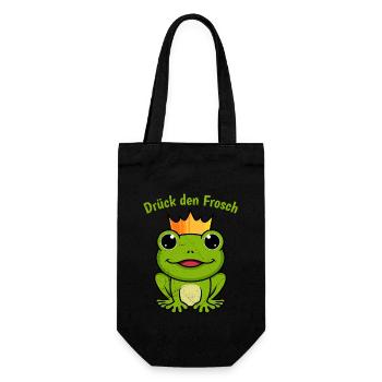 Karneval Party DRÜCK DEN FROSCH Lustiges - Geschenkbeutel für Flaschen - Schwarz - Vorne