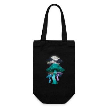 mystisch Wald Pilze Natur Naturliebhaber Halloween - Geschenkbeutel für Flaschen - Schwarz - Vorne