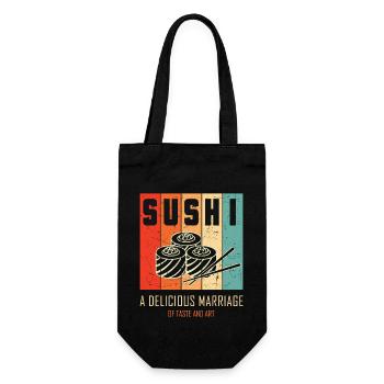 Sushi Japan Essen Sushi-Mahlzeit - Geschenkbeutel für Flaschen - Schwarz - Vorne