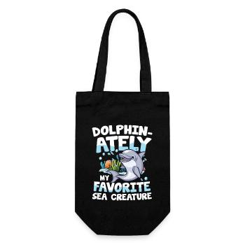 Dolphin-ately My Favorite Sea Creature - Geschenkbeutel für Flaschen - Schwarz - Vorne