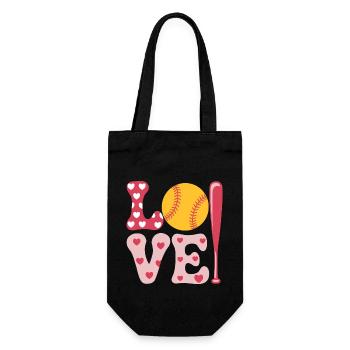 Softball Softball Player Cute Softball Gift - Gift Bag for Bottles - black - Front