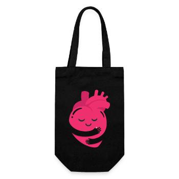 Hug A Heart Awesome Peace Sign Valentine Day - Gift Bag for Bottles - black - Front