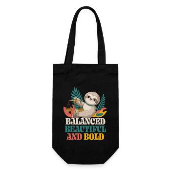 Libra Zodiac Sign Sloth: Balanced, Beautiful - Gift Bag for Bottles - black - Front