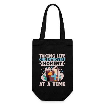 Taking Life One Introvert Moment At A Time Sayings - Gift Bag for Bottles - black - Front
