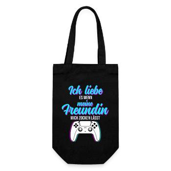 Gaming Liebe zur Freundin - Funny Geschenkidee - Geschenkbeutel für Flaschen - Schwarz - Vorne