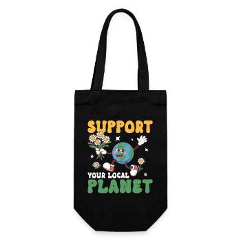 Support your Local Planet - Gift Bag for Bottles - black - Front