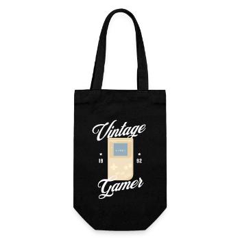 Cooles Retro Vintage Gamer Motiv 80er 90er Jahre - Geschenkbeutel für Flaschen - Schwarz - Vorne