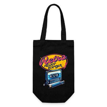 Retro Kassette und Stift Never Forget cool Fun - Geschenkbeutel für Flaschen - Schwarz - Vorne