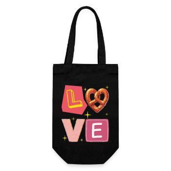 Pretzel Love – Liebe süße und Gourmet Version - Geschenkbeutel für Flaschen - Schwarz - Vorne