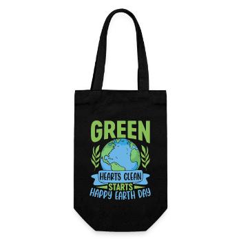 Green Hearts clean starts happy earth day - Gift Bag for Bottles - black - Front