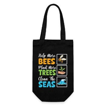 Help more Bees plant more trees clean the seas - Gift Bag for Bottles - black - Front