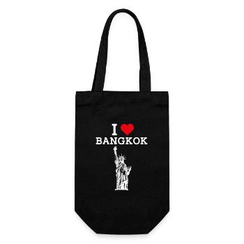 I Love Bangkok Heart Flag Statue Of Liberty Pun - Gift Bag for Bottles - black - Front