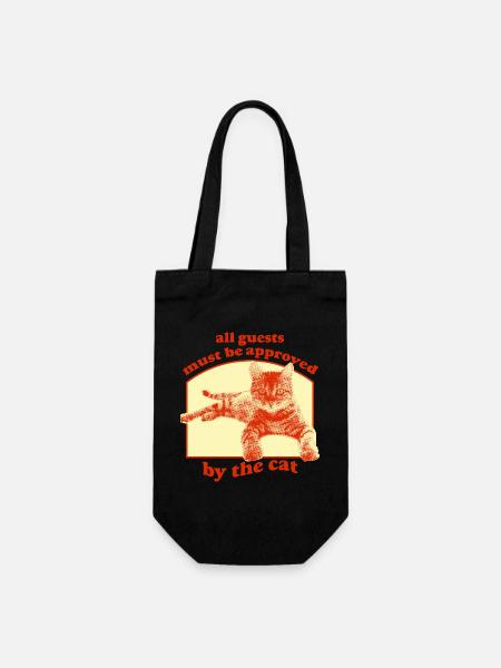 Approved by the Cat – Lustiges Katzenmotiv - Geschenkbeutel für Flaschen - Schwarz