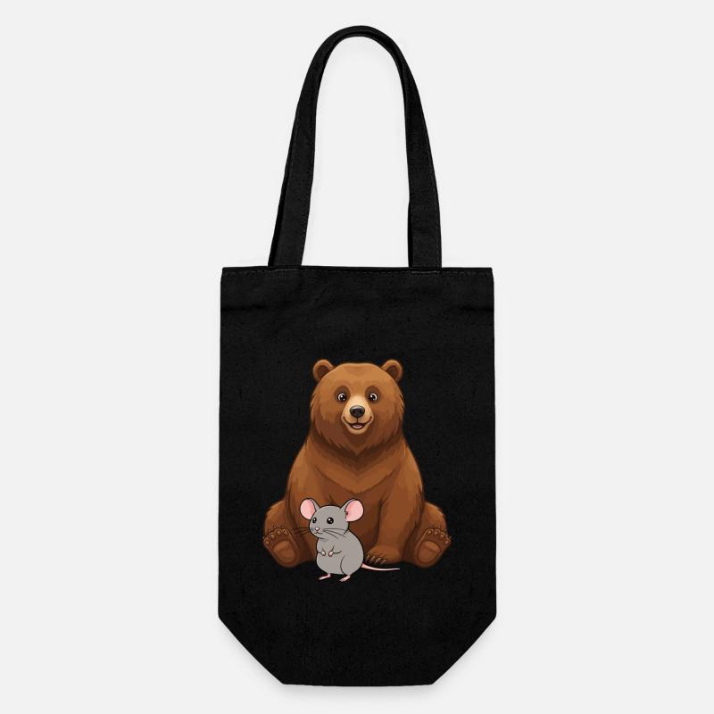 Bär und Maus Beste Freunde - Geschenkbeutel für Flaschen - Schwarz