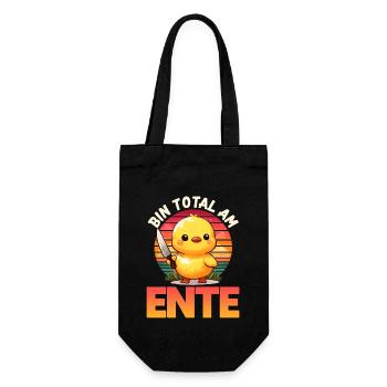 Entenkostüm Karneval BIN TOTAL AM ENTE Lustiges - Geschenkbeutel für Flaschen - Schwarz - Vorne