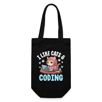 J’aime les chats et le design de nerd du codage - Sac à bouteille - noir - Devant