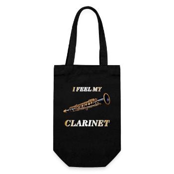 I FEEL MY CLARINET - Geschenkbeutel für Flaschen - Schwarz - Vorne