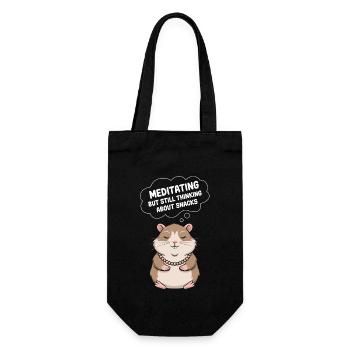 Hamster Yoga Meditieren Aber Noch An Snacks Denken - Geschenkbeutel für Flaschen - Schwarz - Vorne