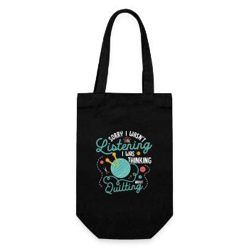 I Was Thinking About Quilting Quilter Quilting - Gift Bag for Bottles - black - Front