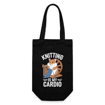 Knitting is my cardio hamster motif - Gift Bag for Bottles - black - Front